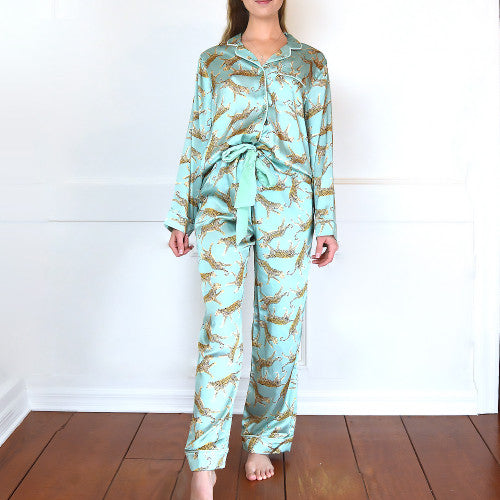 Sage Leopard Satin Pant PJ