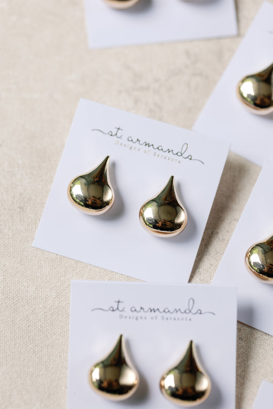 Gold Teardrop Statement Stud