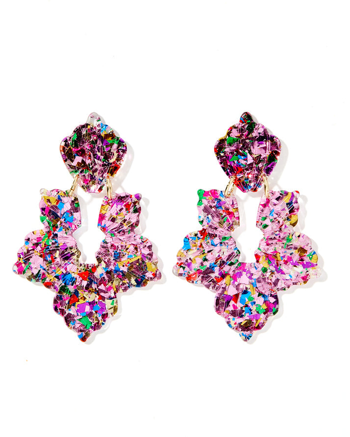 Michelle Pink Birthday Confetti Earrings