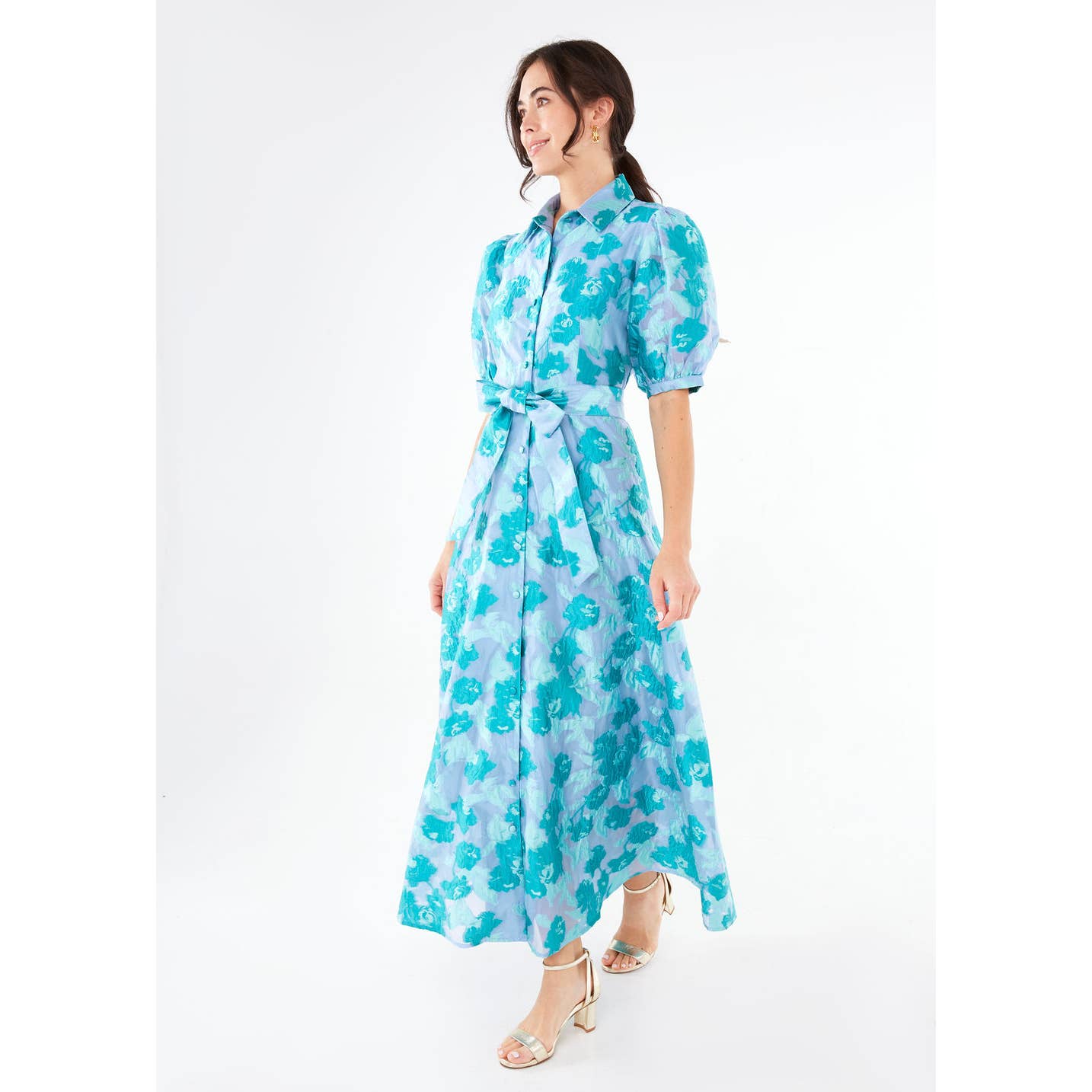 Charlotte Gown Mint Rose Vine Organza