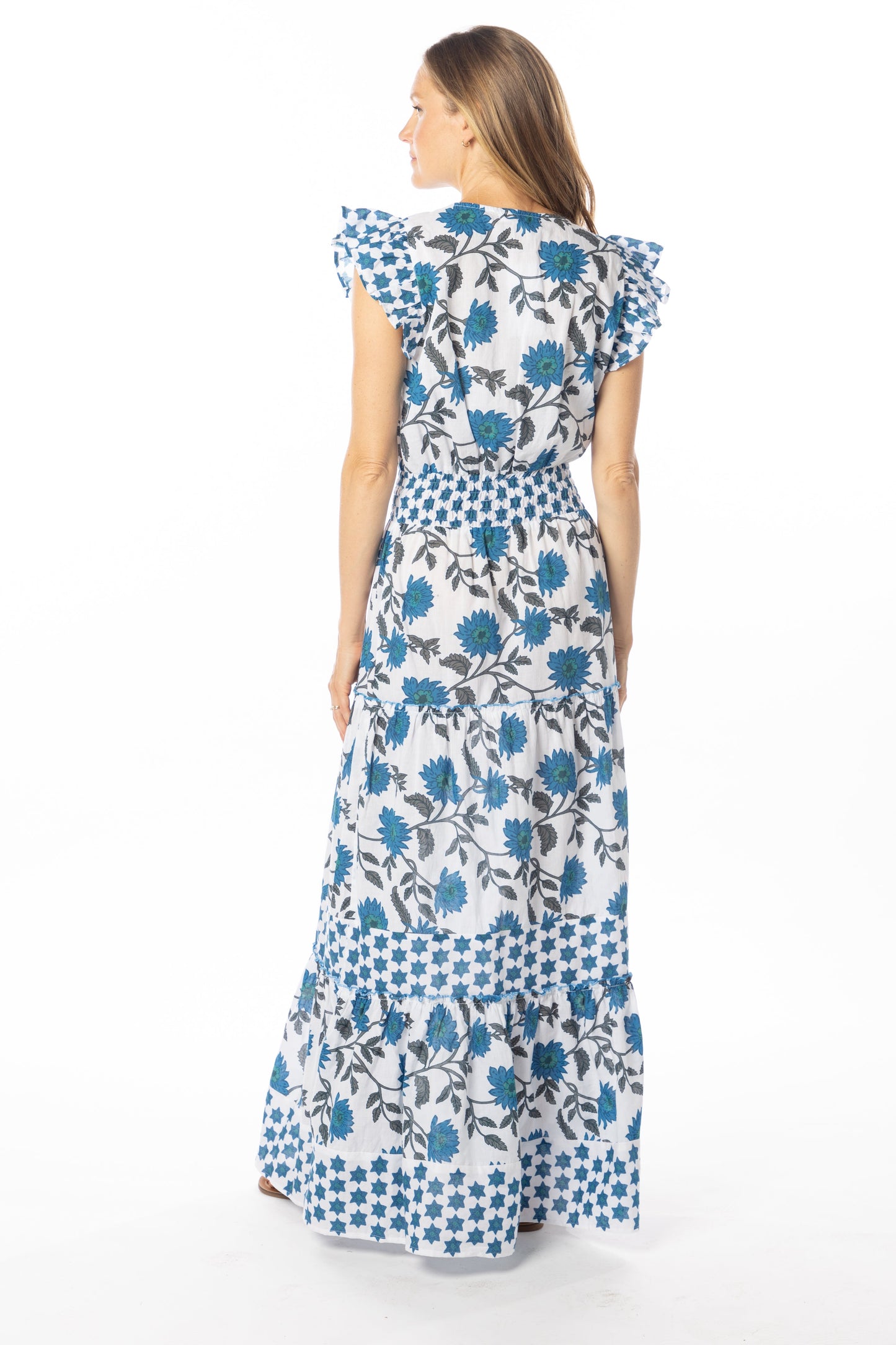 Caro Dress Blue Gerbera