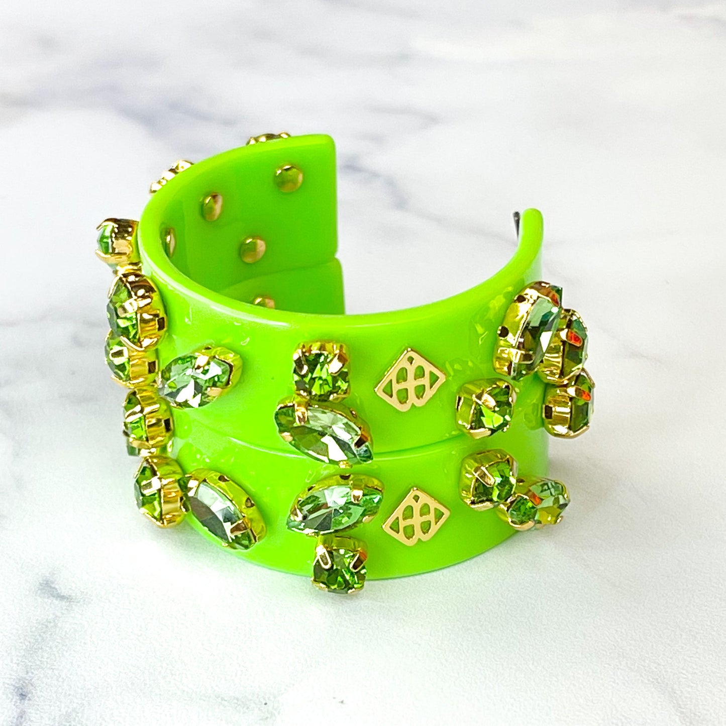 GREEN RESIN HOOPS WITH CRYSTALS