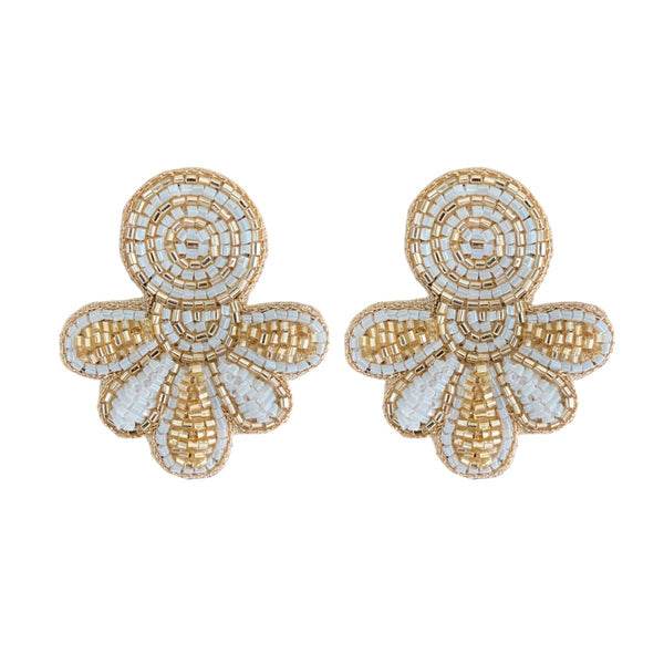 Beth Ladd Love Studs in Gold/White