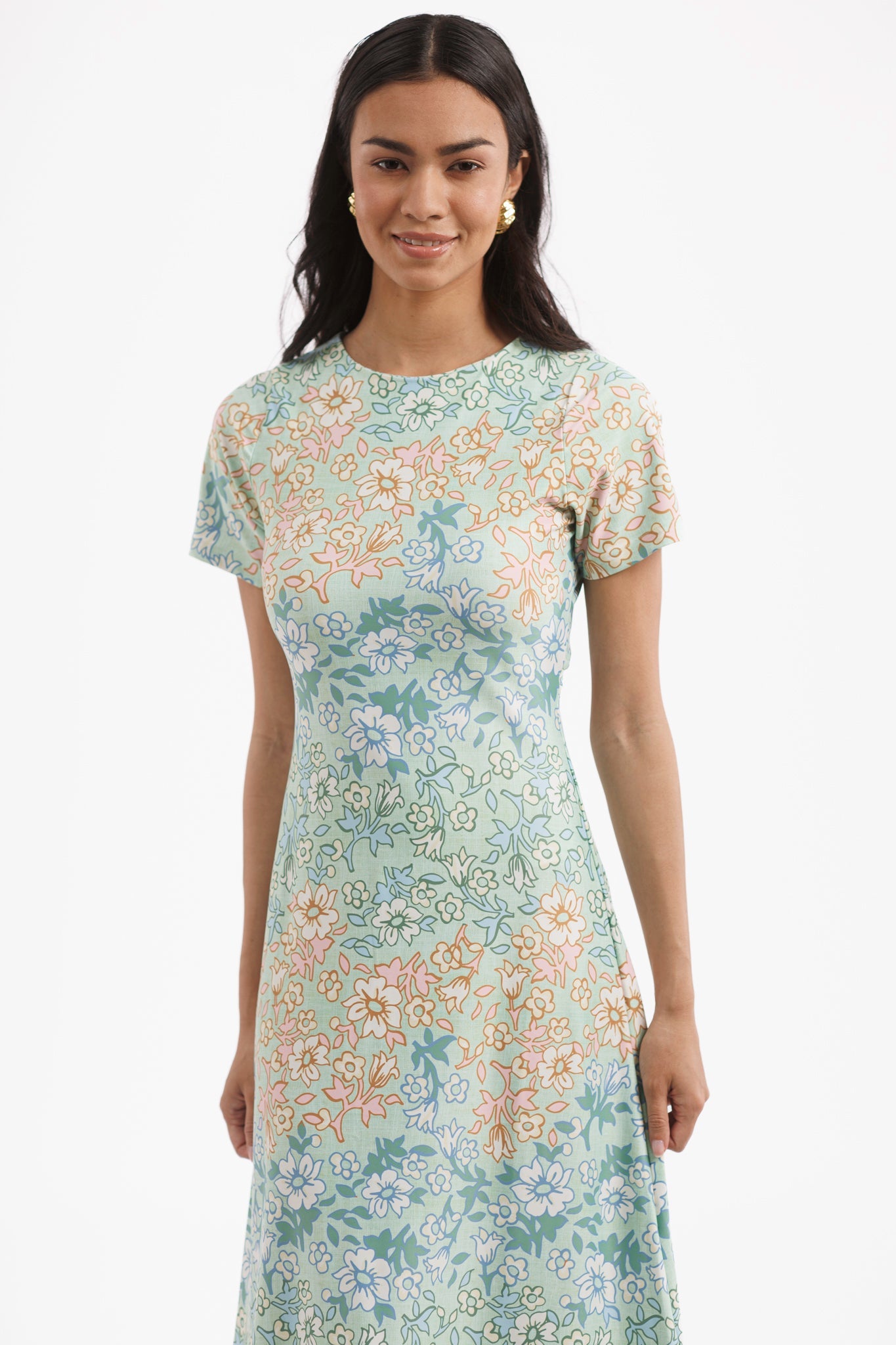 Celine Dress - Basil Daisy
