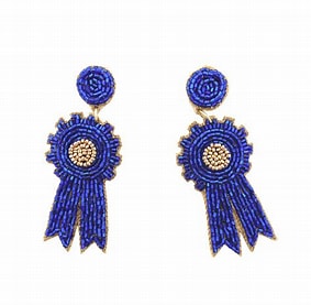Derby Ribbon Earrings in Blue