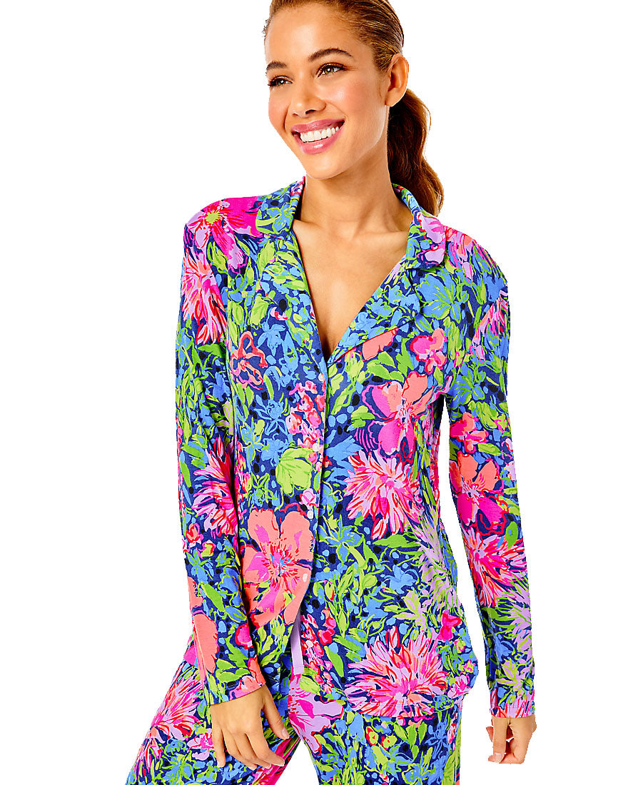 PJ KNIT LS BUTTON-UP TOP