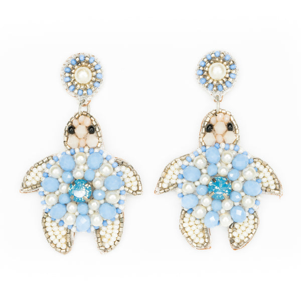 PERIWINKLE AND PEARL SEATURTLE EARRING