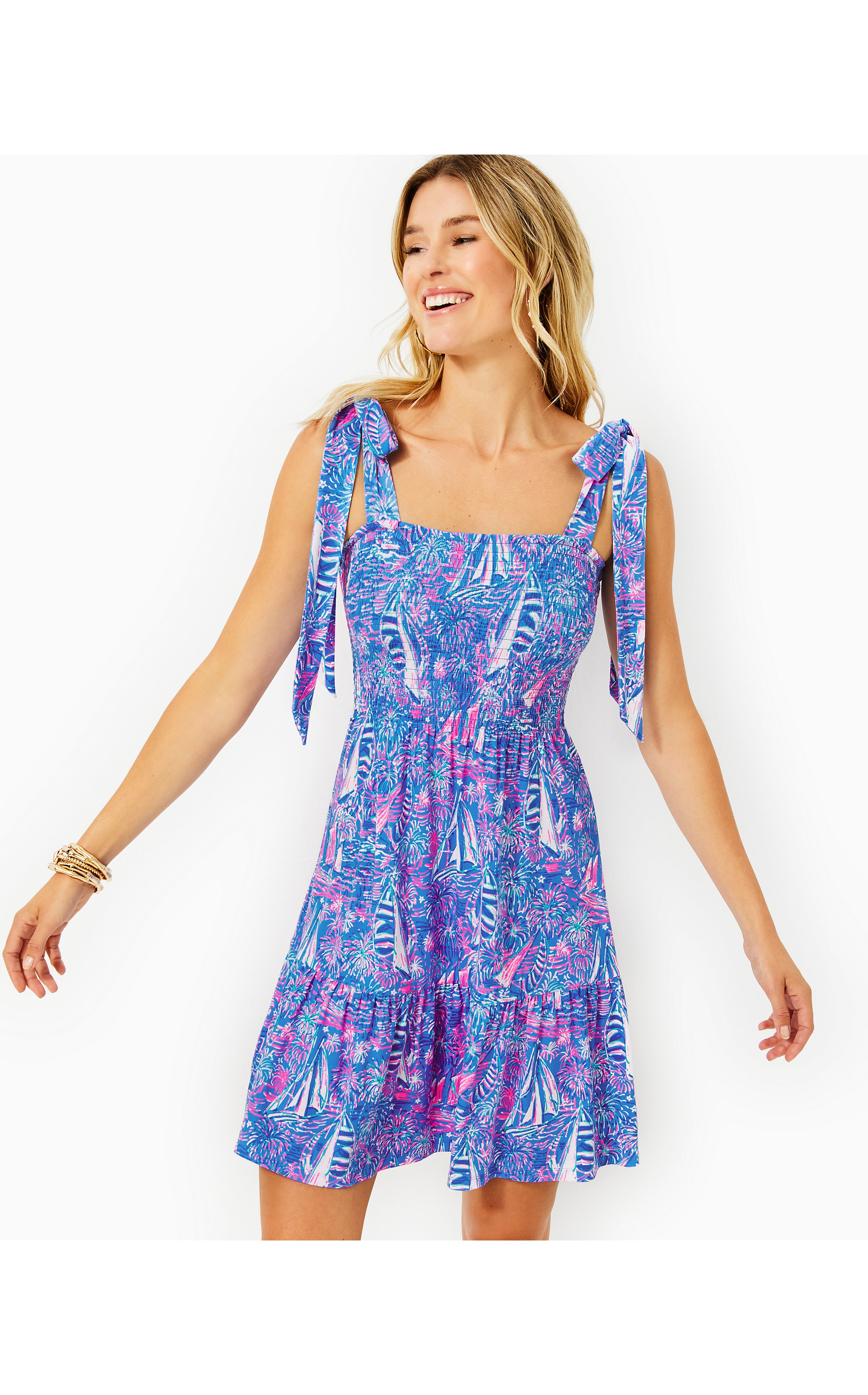 KAILUA SMOCKED DRESS – Pink Sorbet | Lilly Pulitzer Store Columbia, SC