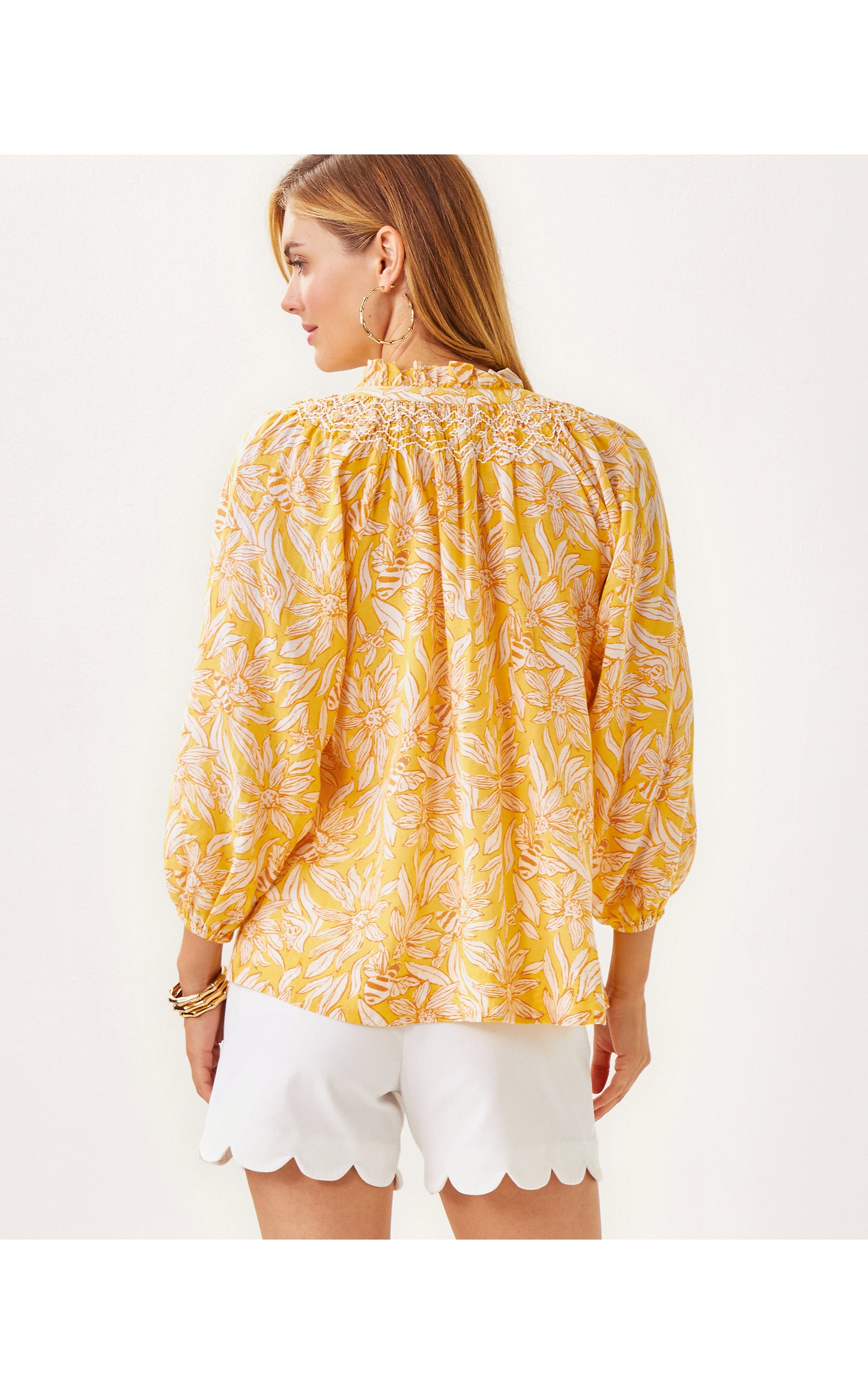 LOURDES 3/4 SLEEVE COTTON TOP