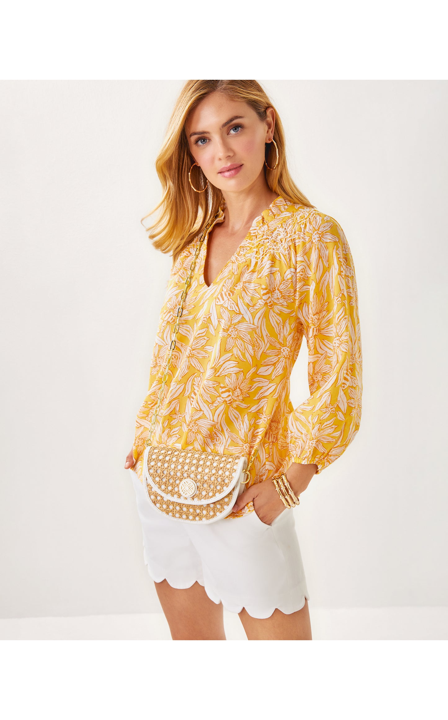 LOURDES 3/4 SLEEVE COTTON TOP
