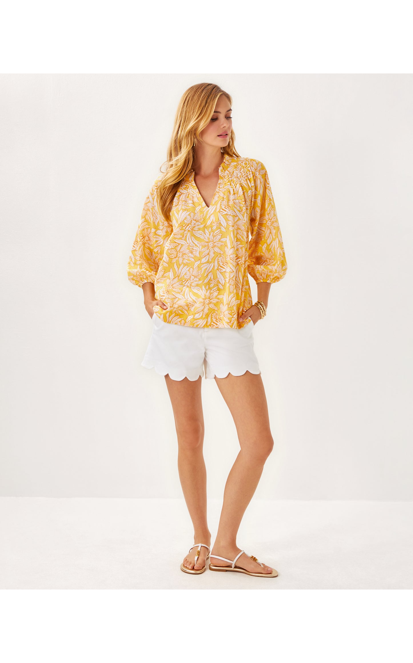 LOURDES 3/4 SLEEVE COTTON TOP