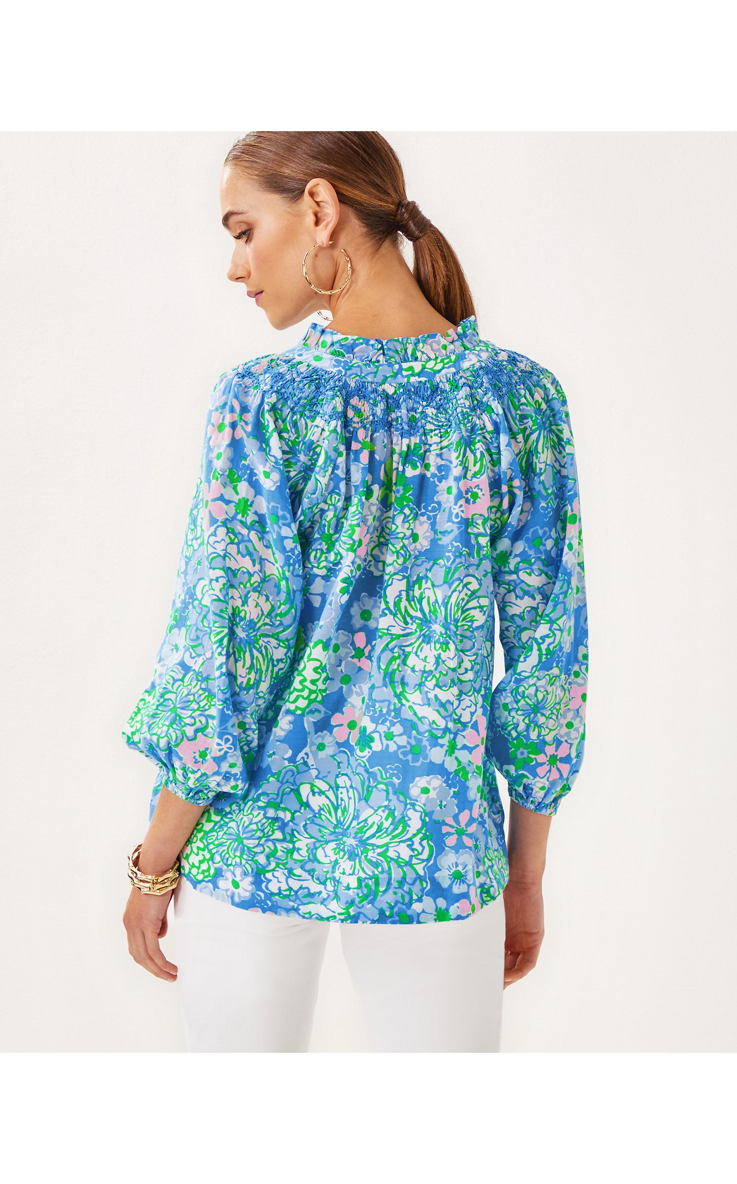 LOURDES 3/4 SLEEVE COTTON TOP