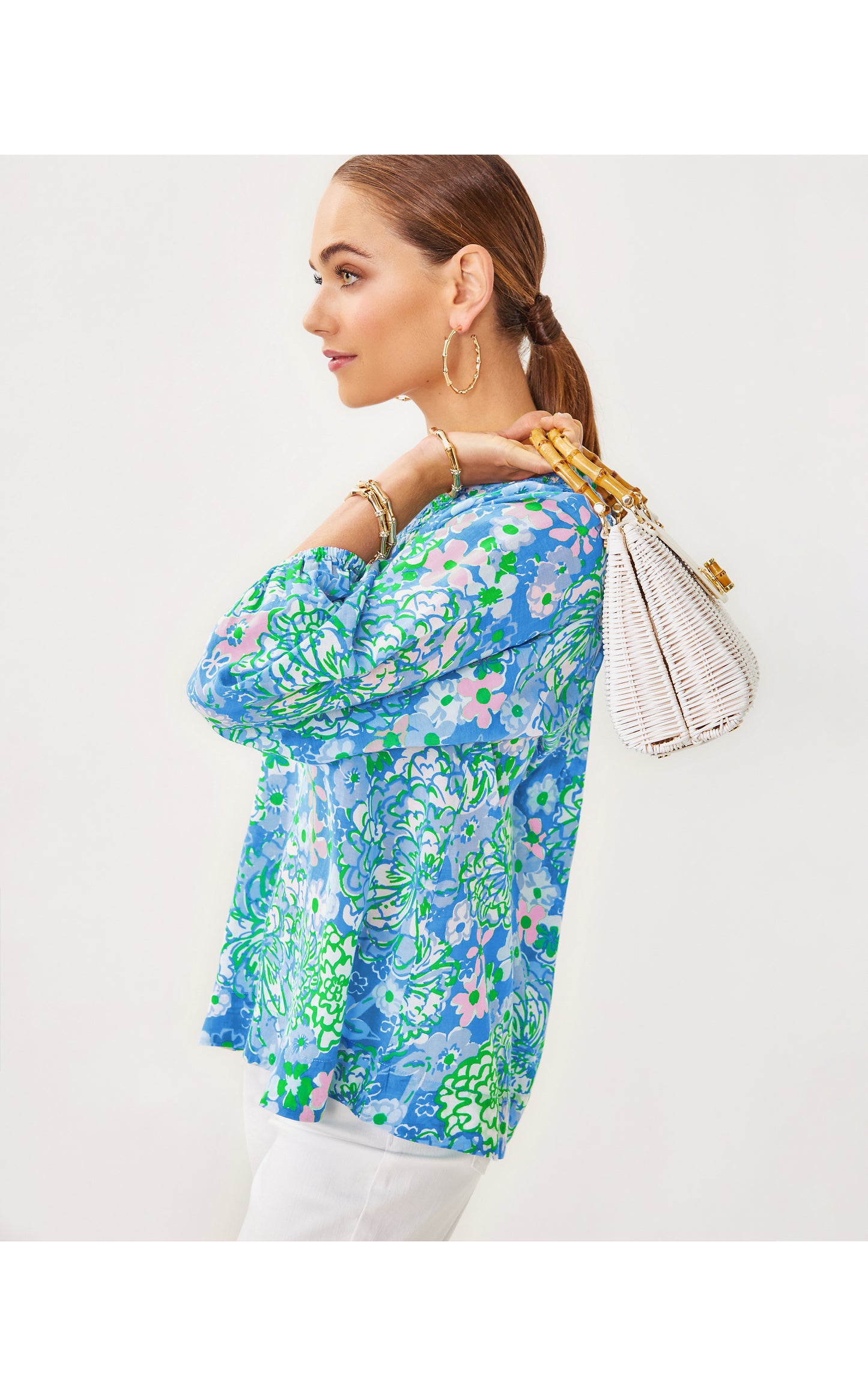 LOURDES 3/4 SLEEVE COTTON TOP
