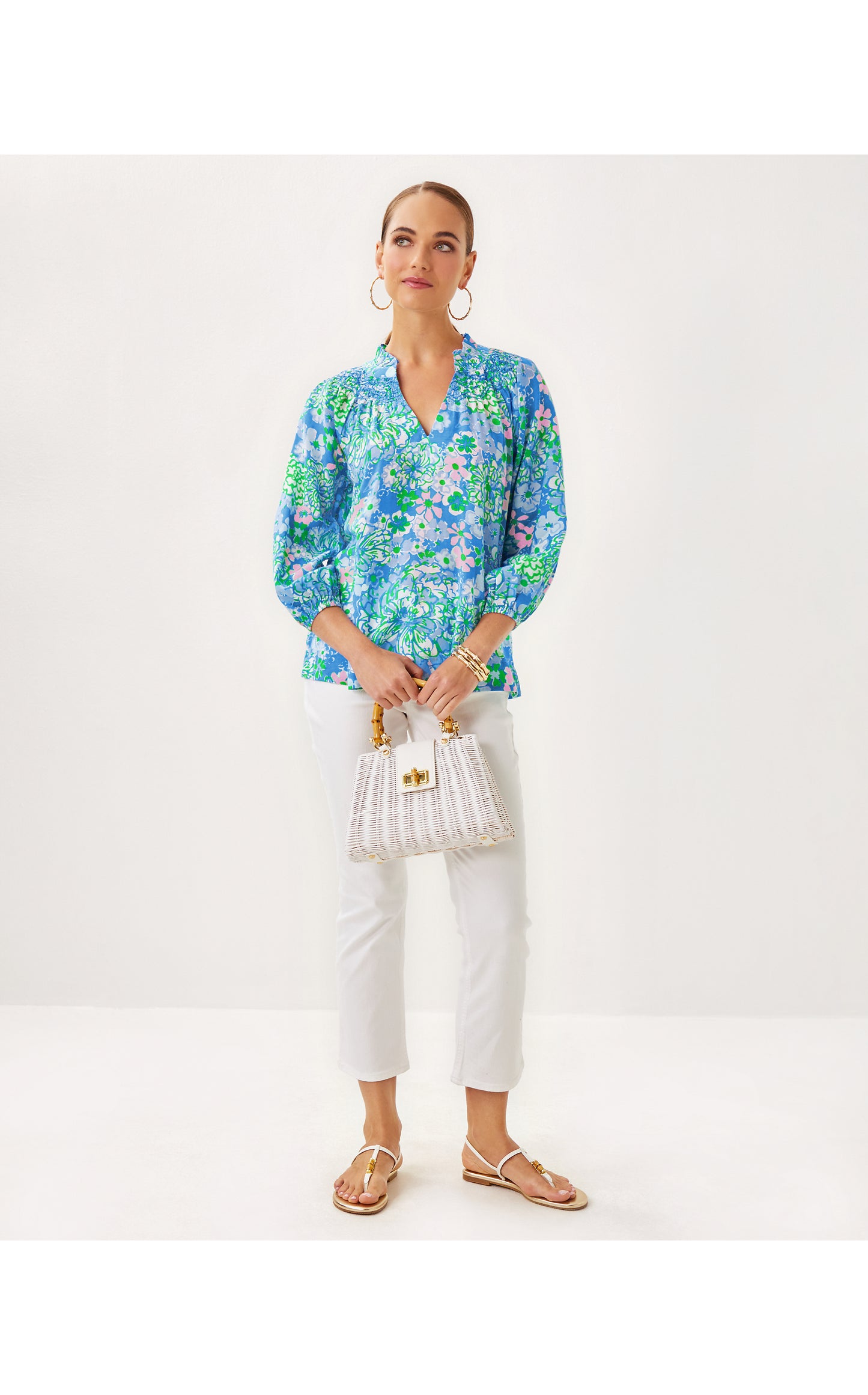 LOURDES 3/4 SLEEVE COTTON TOP