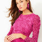 PRESLIE LONG SLEEVE MESH DRESS