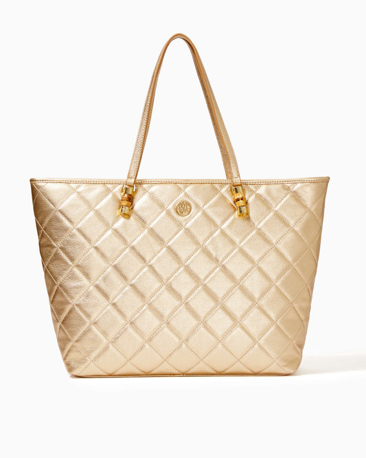 QUILTED LEATHER MEENA TOTE