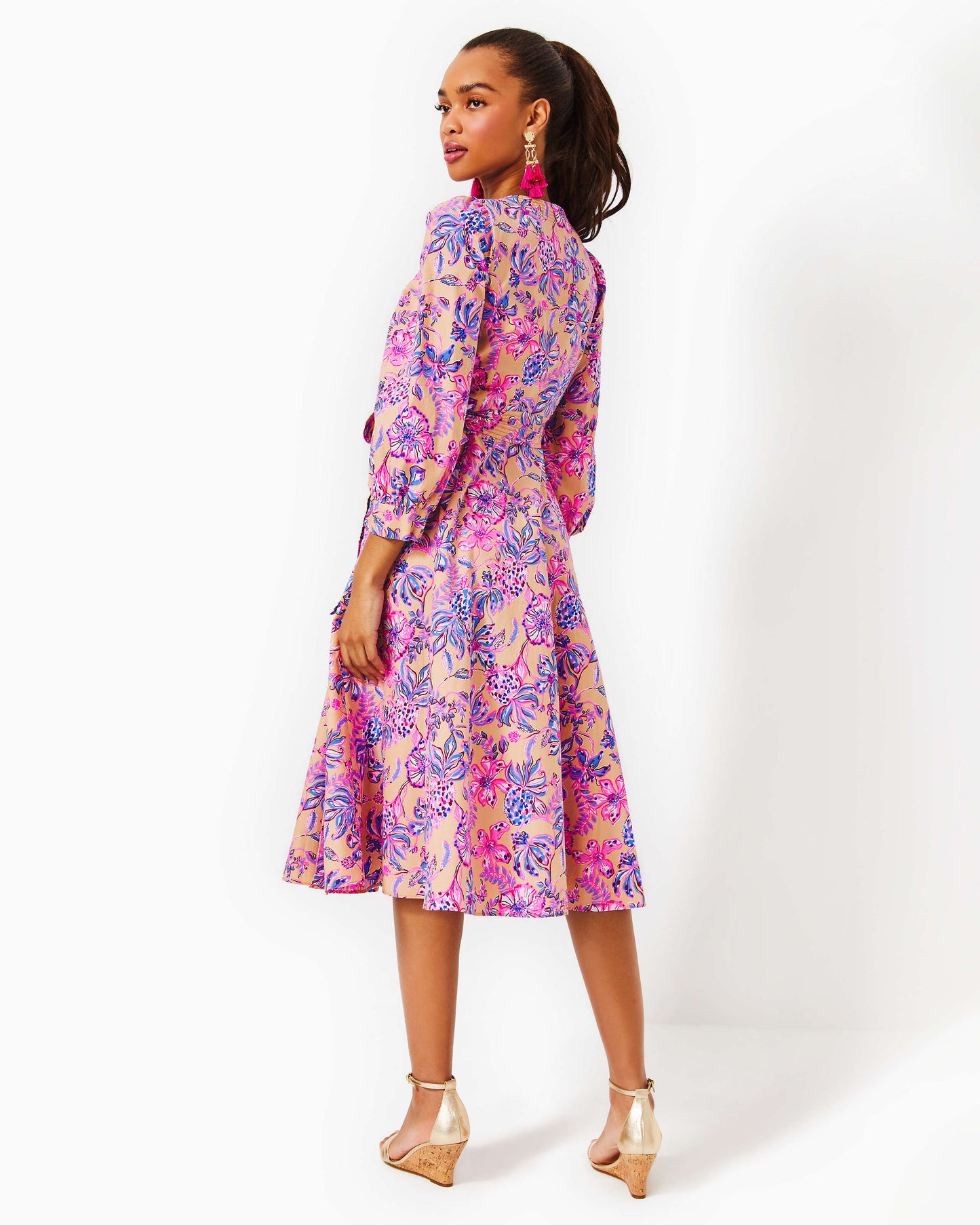 SHIELA 3/4 SLEEVE COTTON DRESS