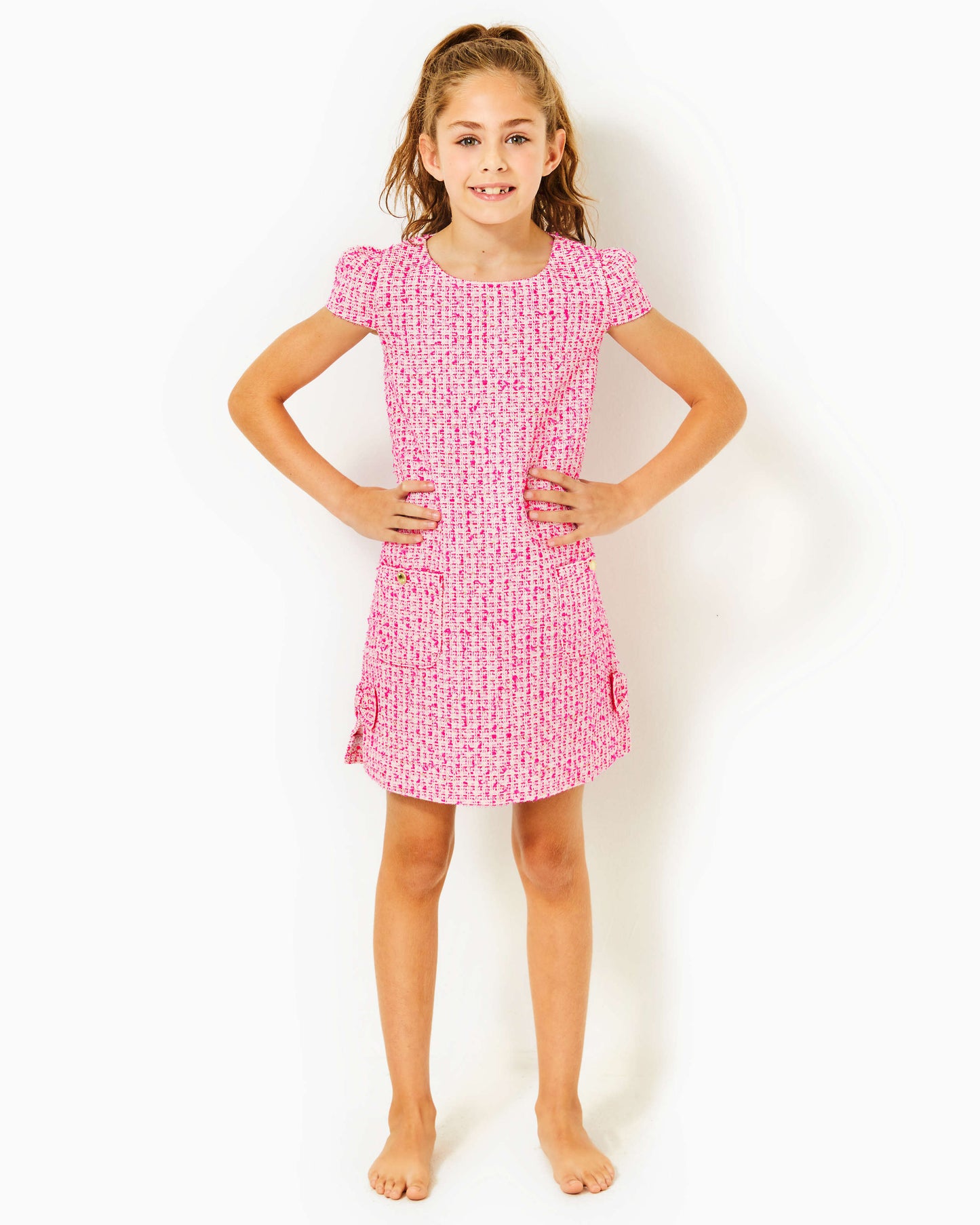 Little Lilly Shift Dress - PINK PALMS - FANTASY TWEED