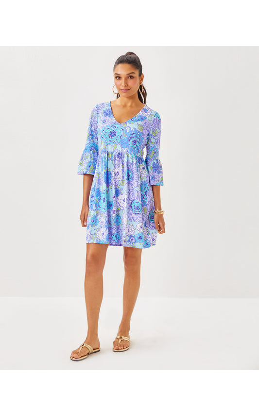 JANNIE V-NECK 3/4 SLEEVE DRESS