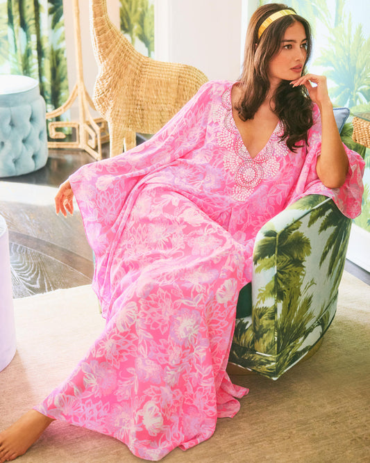 MINDY BEADED SILK MAXI CAFTAN