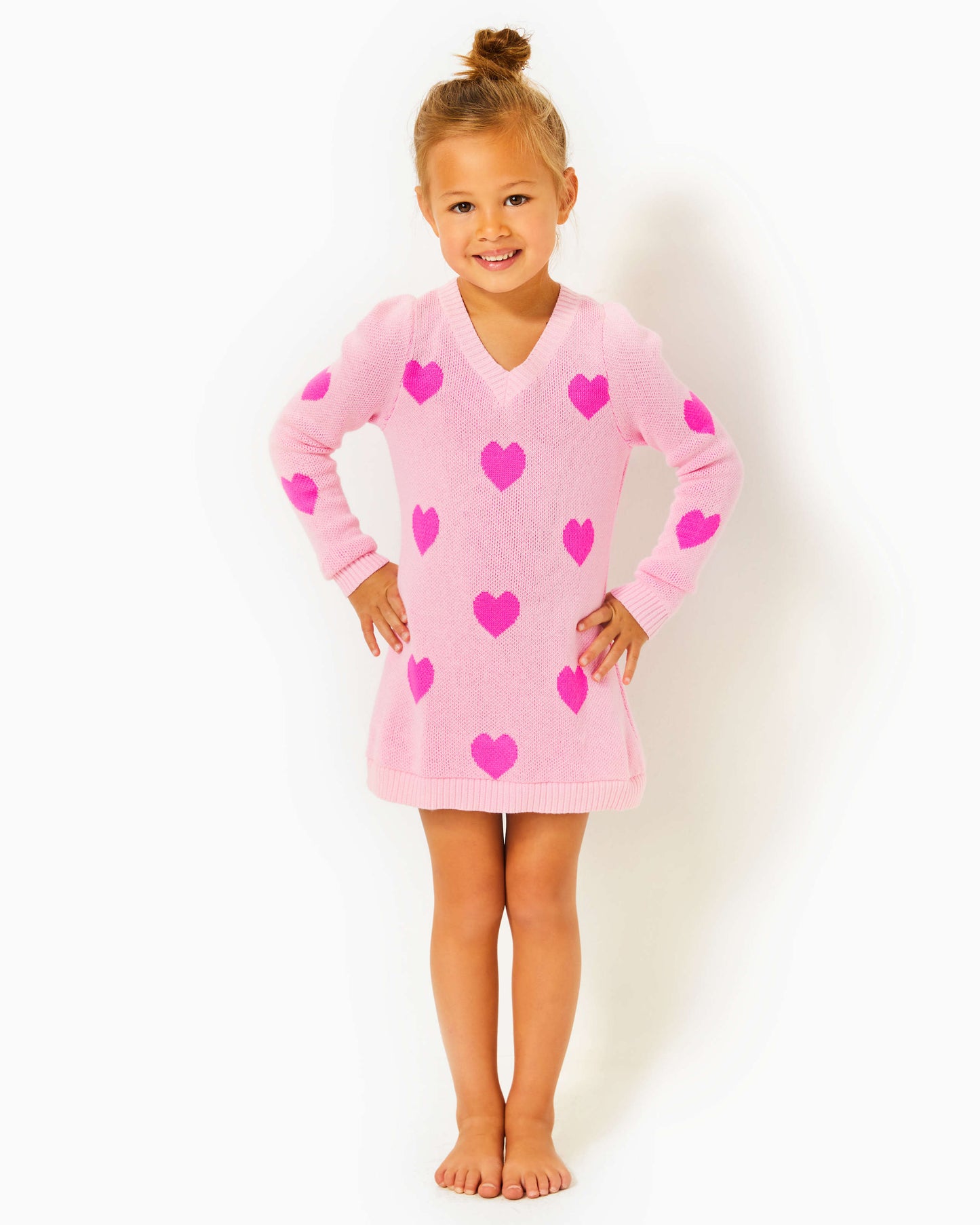 MINI KEANE SWEATER DRESS - PEONY PINK - HEART JACQUARD CHILDRENS