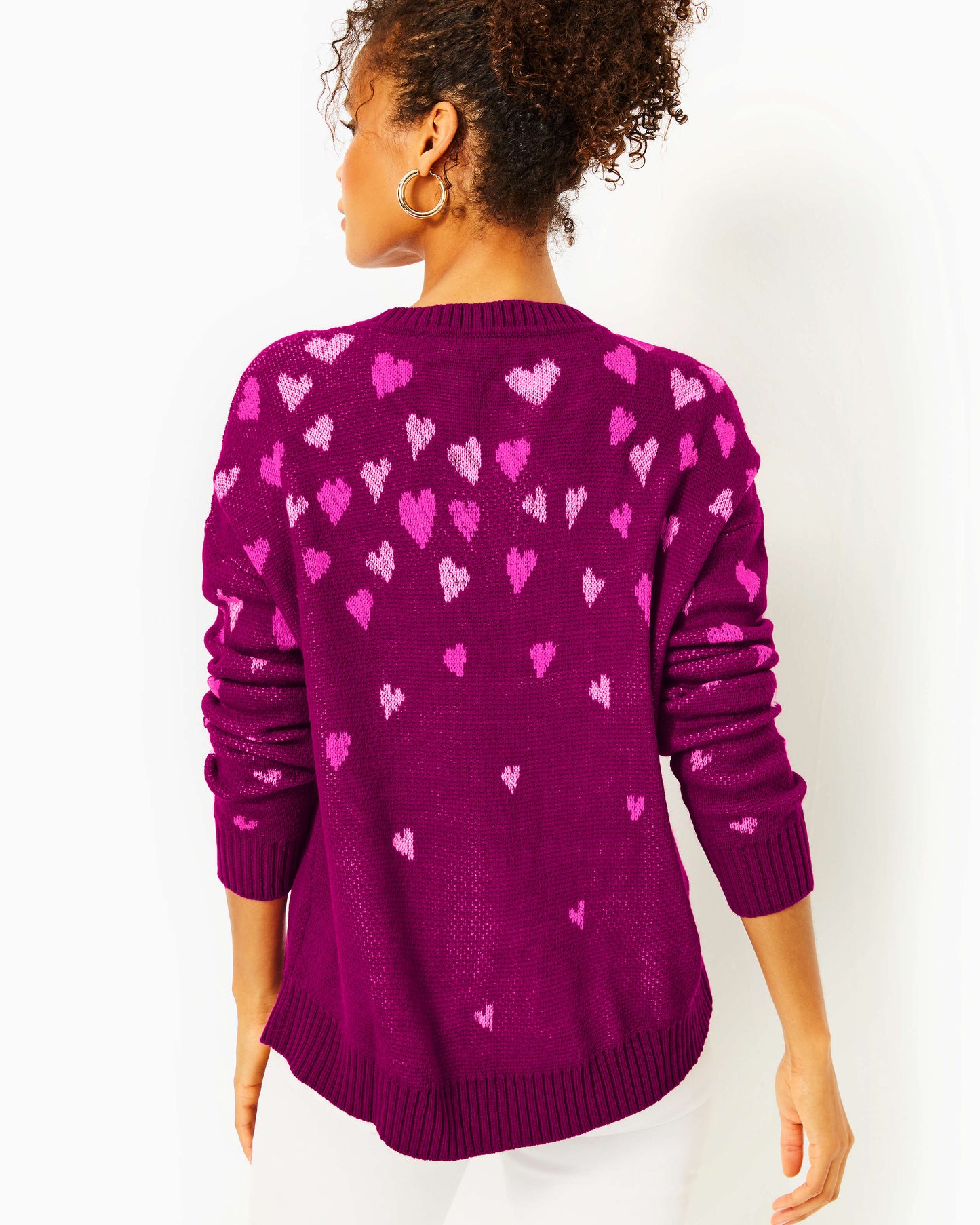 ELIZABELLE SWEATER - MULBERRY - OMBRE HEART JACQUARD
