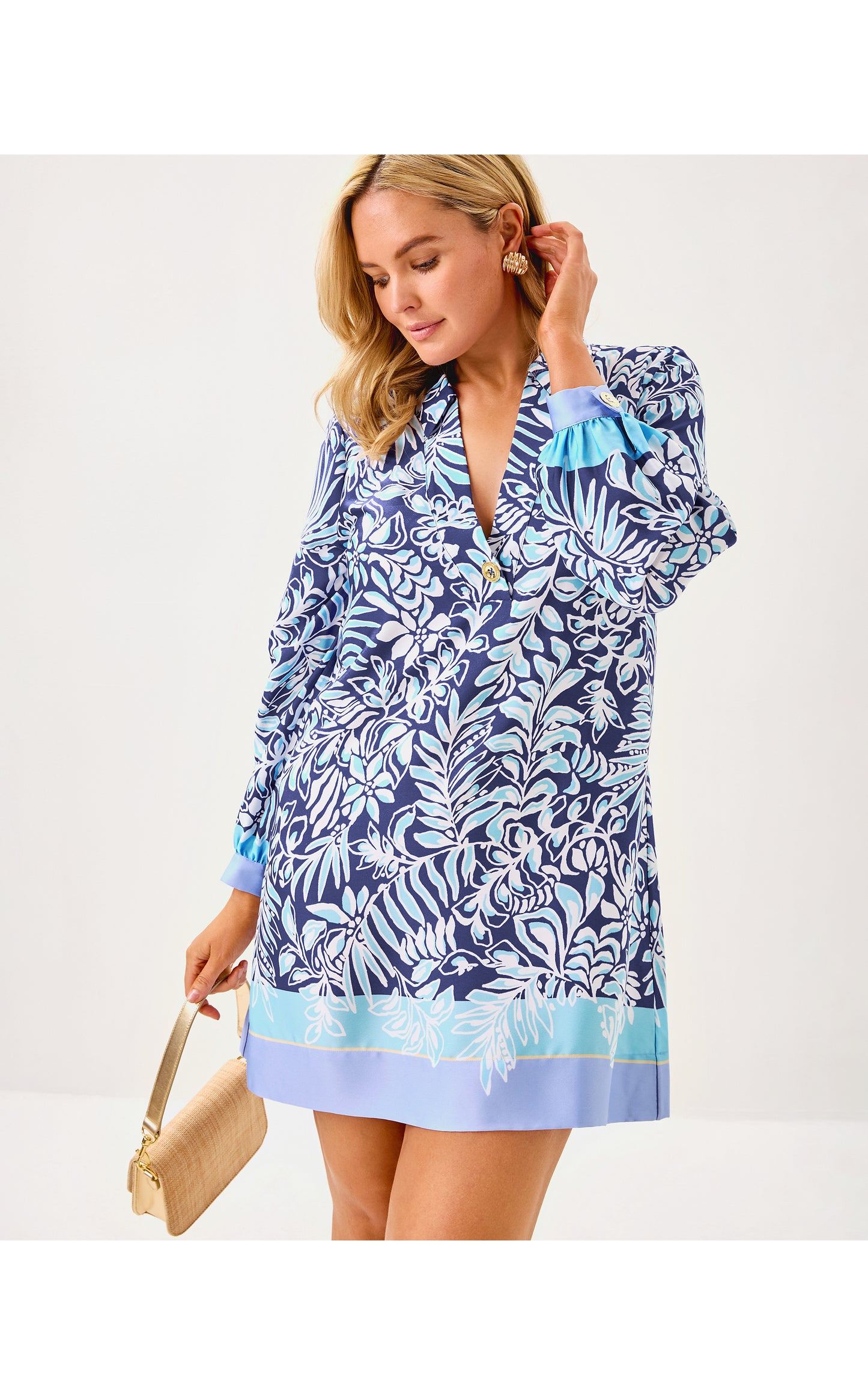IRALANNE LONG SLEEVE POPOVER SHIRTDRESS