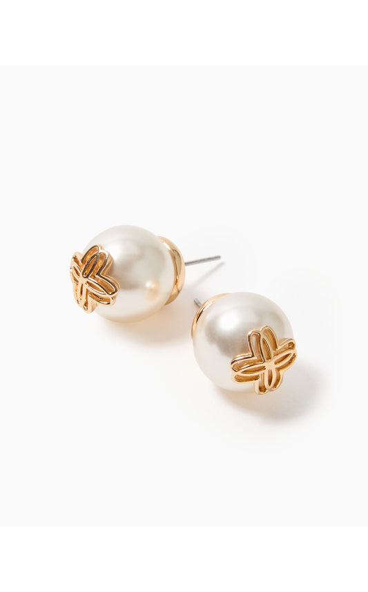 LP LOGO PEARL STUD EARRINGS