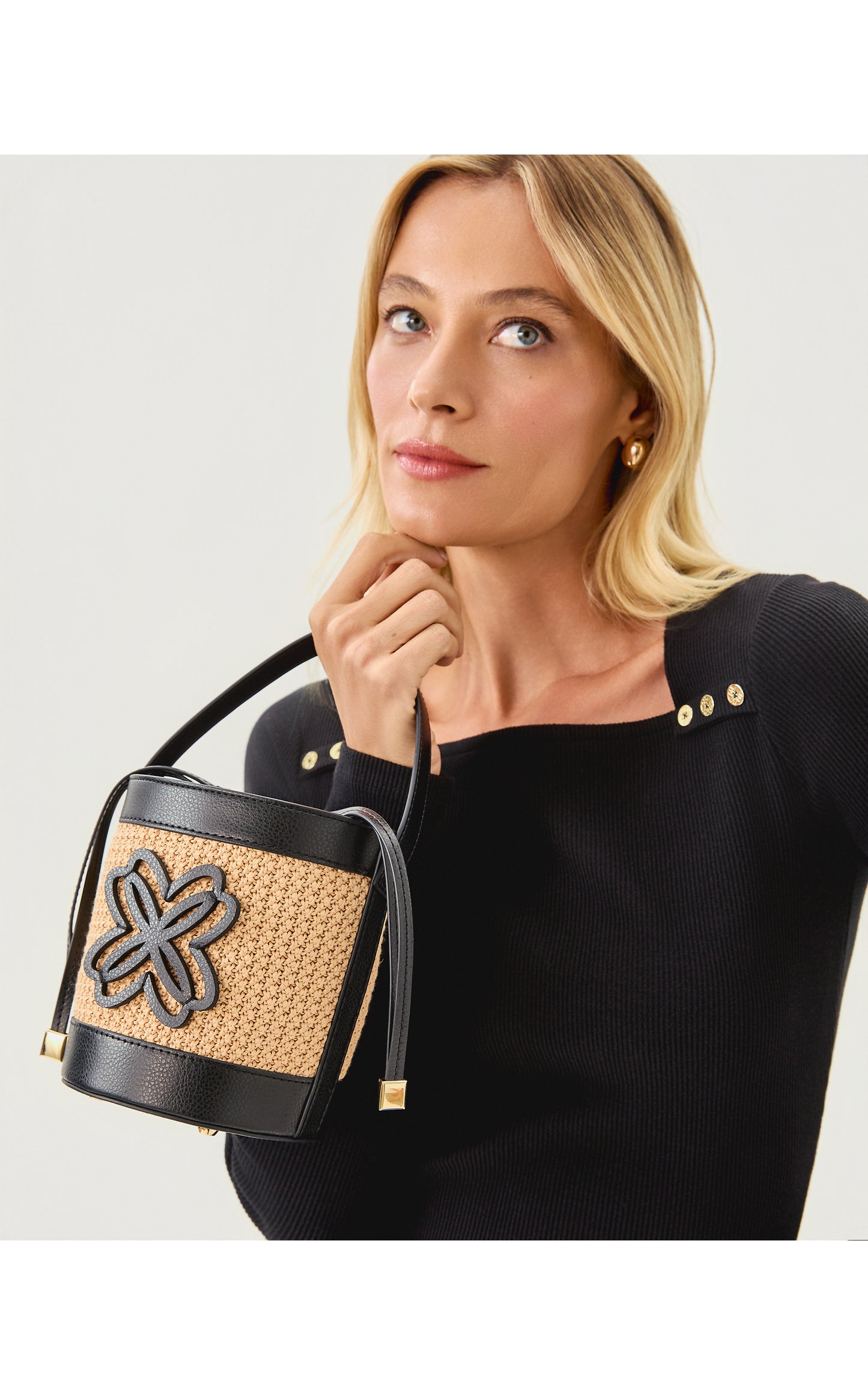 MALIA RAFFIA BUCKET BAG
