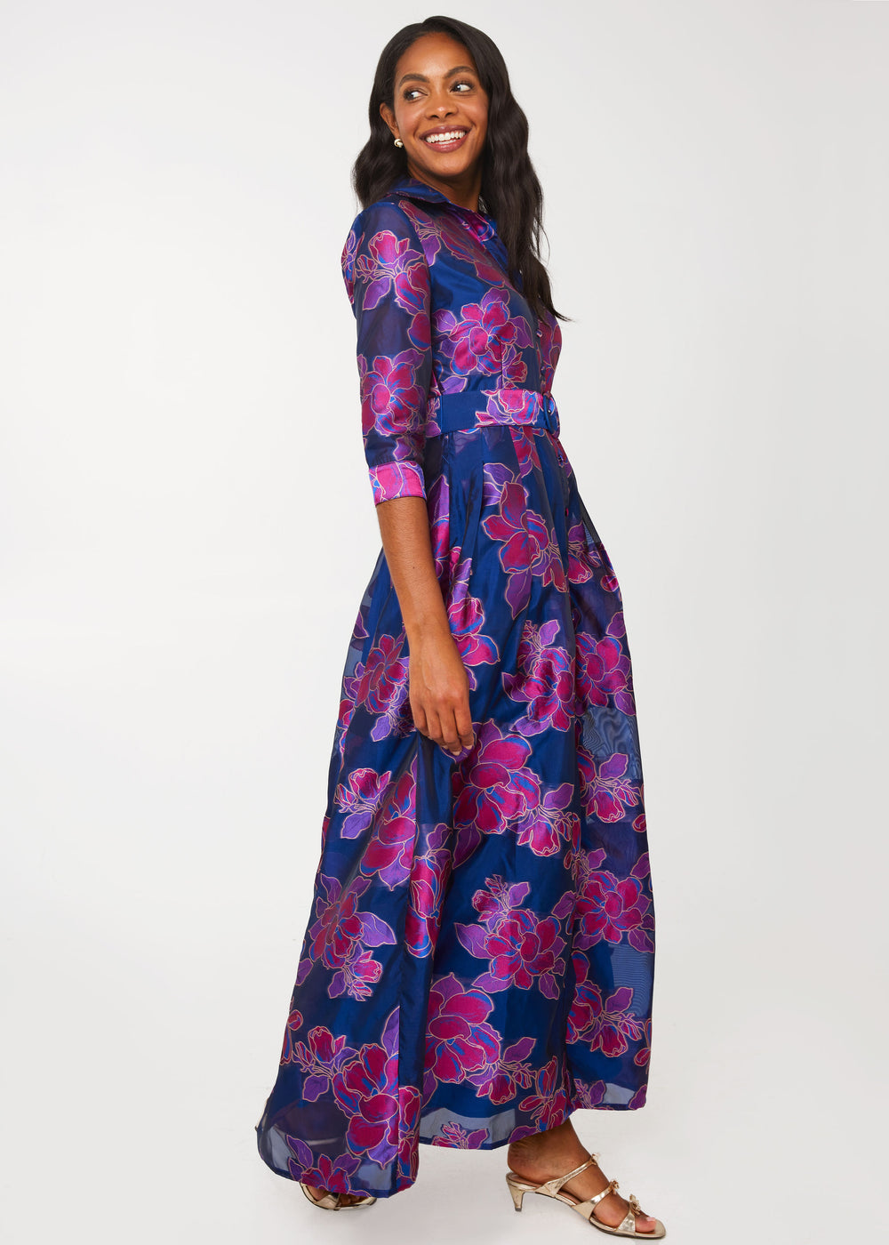 Cecilia Gown Navy Peony Organza