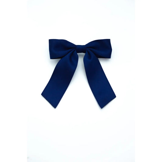 Delora Satin Bow Barrette Navy