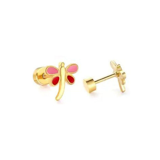 BRI BUTTERFLY EARRINGS PINK AND RED