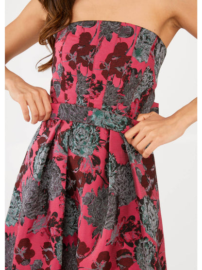 Catherine Dress Hot Pink Vintage Dahlia Jacquard