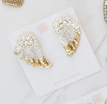 Wing Earrings - White/Gold