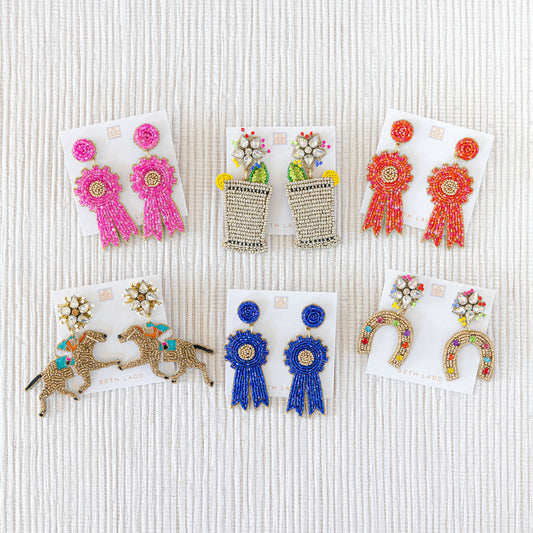 Derby Ribbon in Pink Earrings