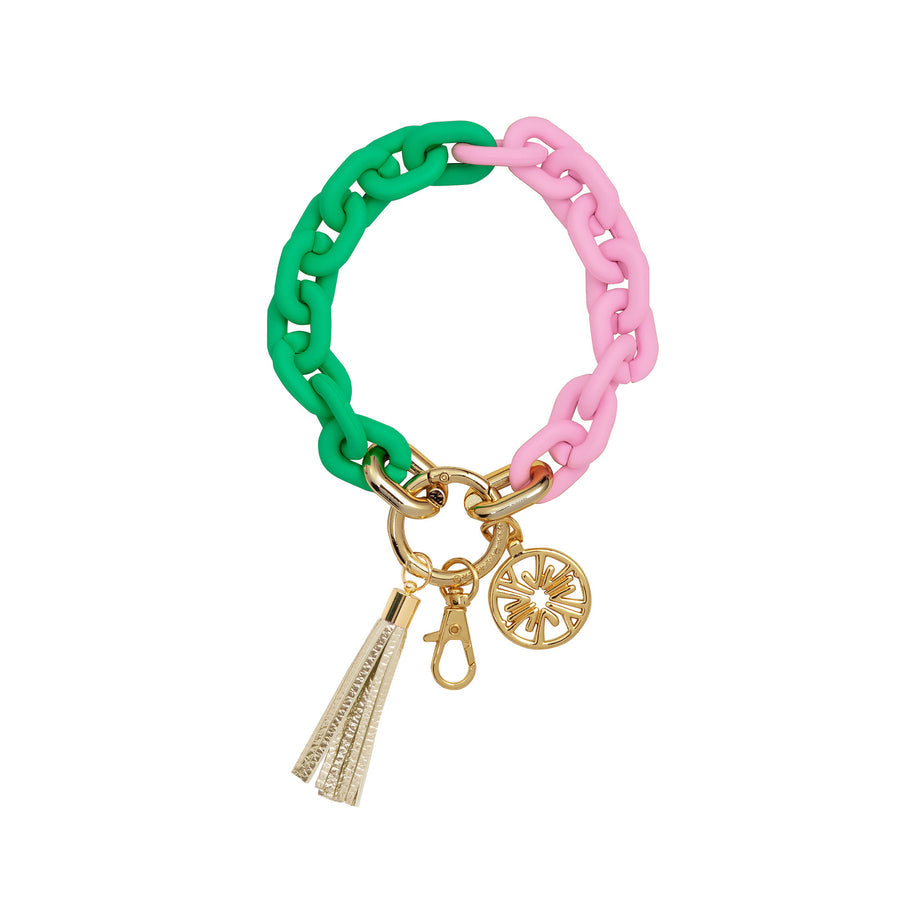 Chain Keychain - Spearmint Green/Conch Shell Pink