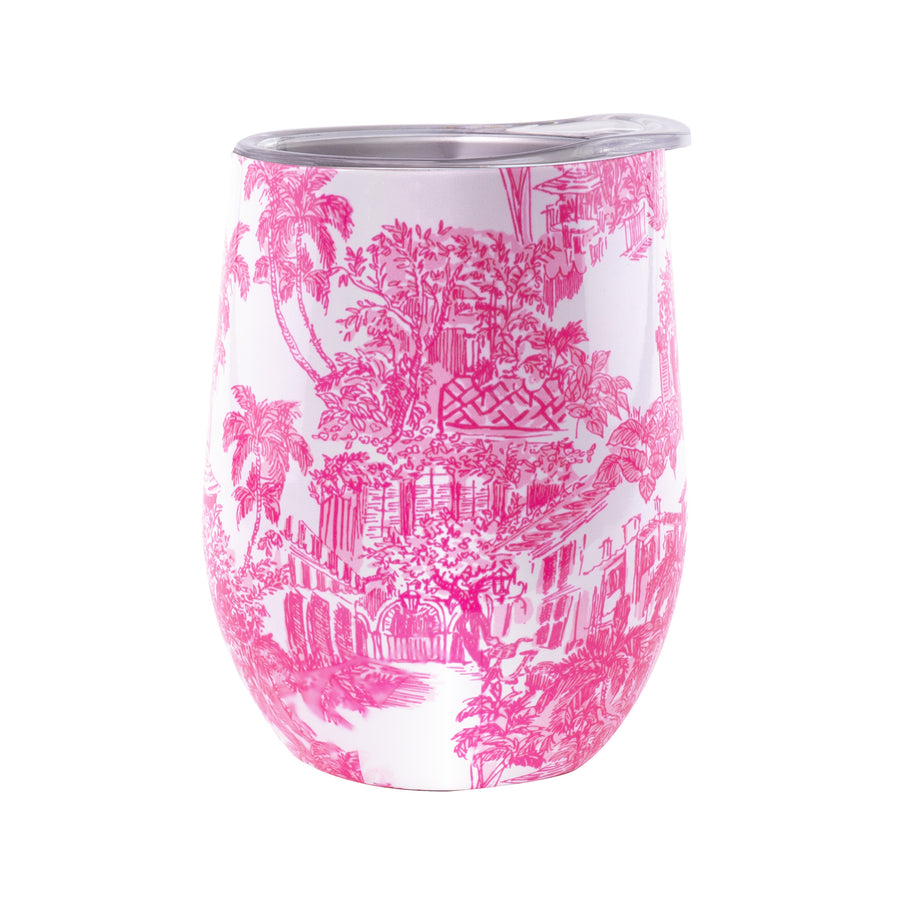 Insulated Stemless Tumbler Palm Beach Toile