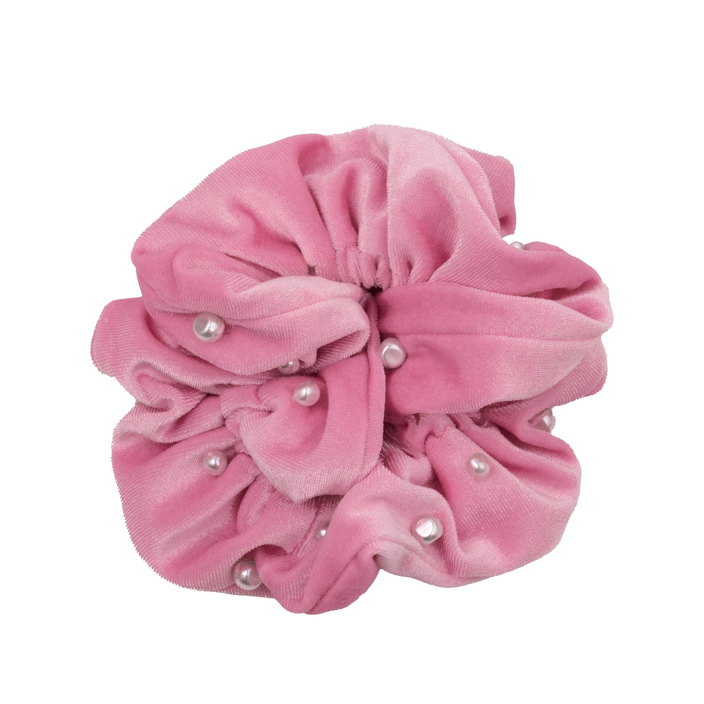 Velvet Layered Ruffle Scrunchie Conch Shell Pink
