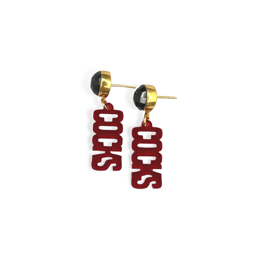 Mini Garnet Cocks Earrings