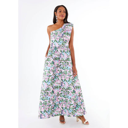 Caroline Gown Pink Abstract Floral Jacquard