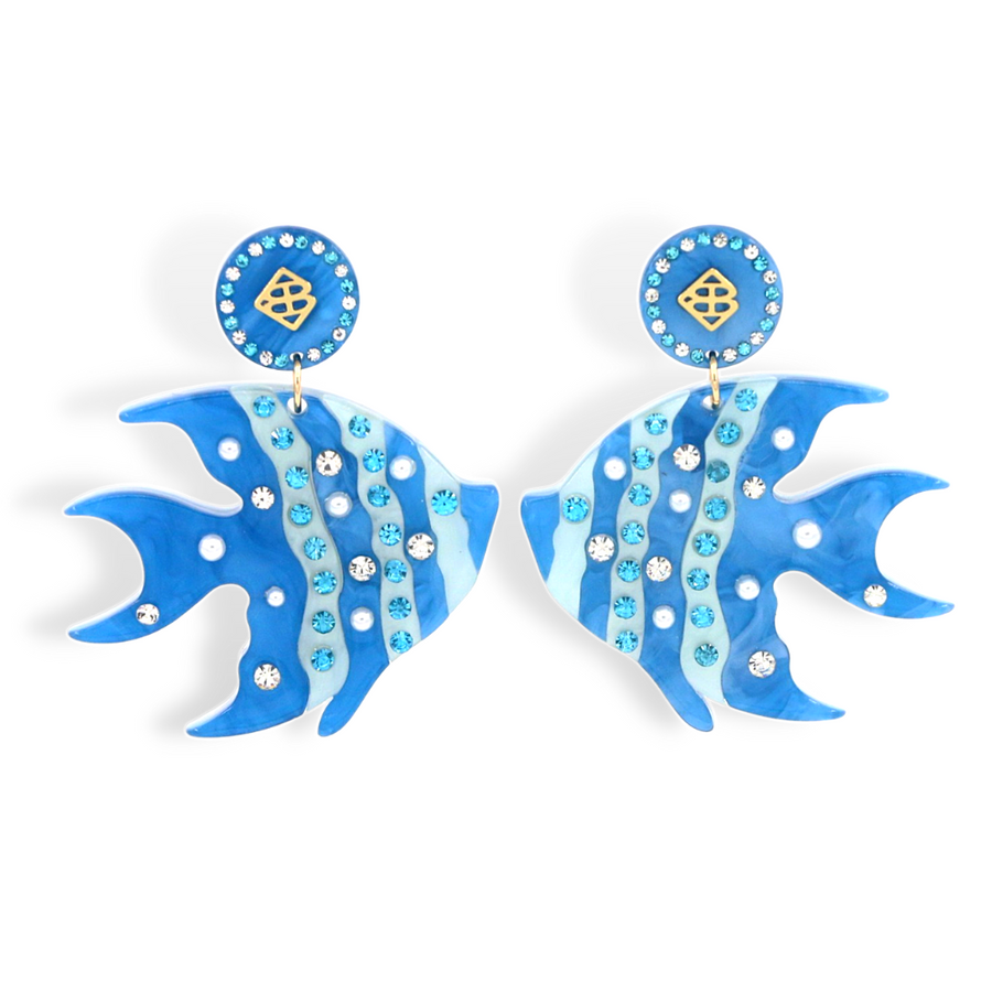 Pearly Blue Fish Earrings