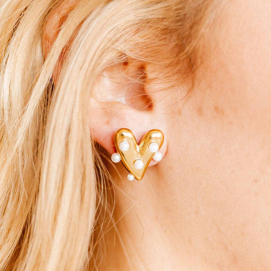 Bristol Heart Pearl Earrings