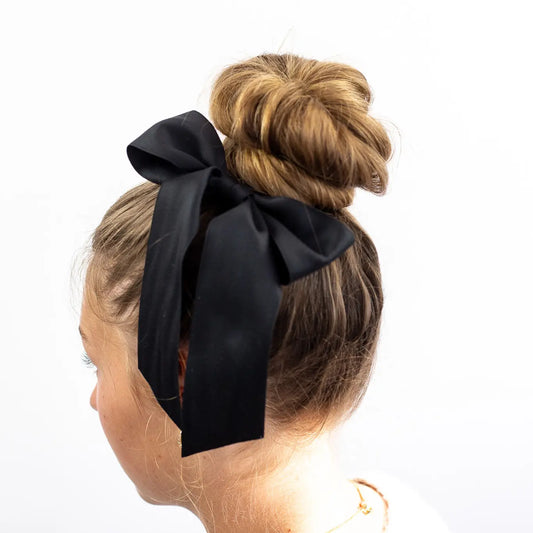 Bailee Satin Bow Barrette Black