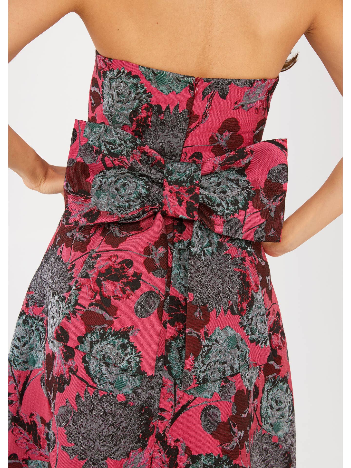 Catherine Dress Hot Pink Vintage Dahlia Jacquard