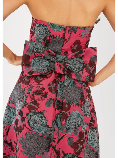 Catherine Dress Hot Pink Vintage Dahlia Jacquard