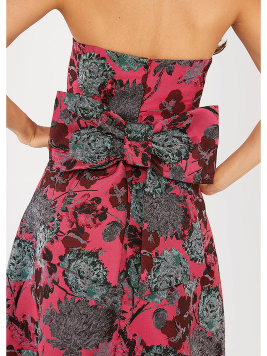 Catherine Dress Hot Pink Vintage Dahlia Jacquard
