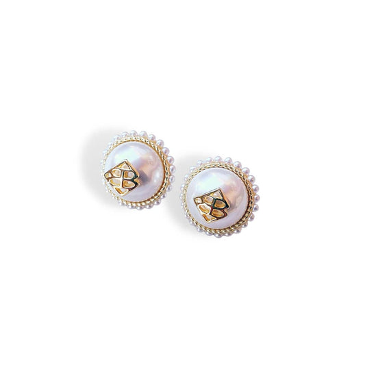 Pearl Button Logo Studs