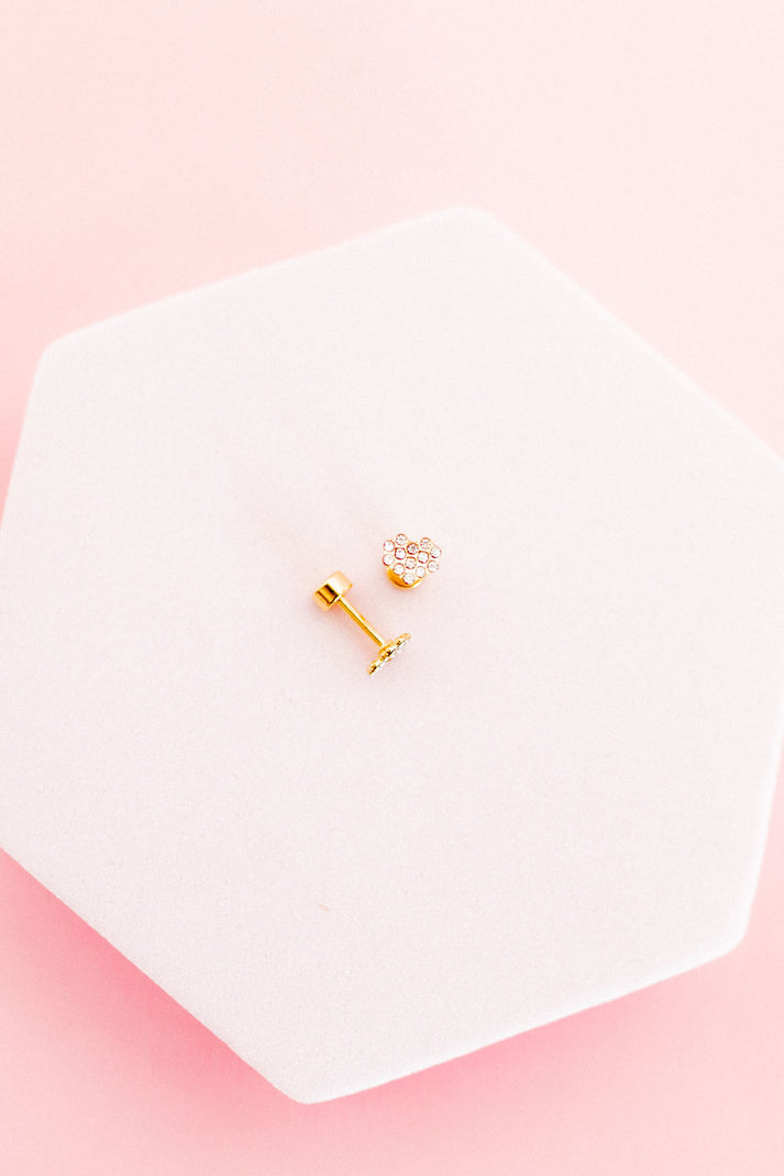 Screwback Stud Earrings Leo Clear