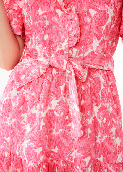 Sadie Maxi Dress Hot Pink Hibiscus Jacquard