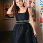 Victoria Dress Black Textured Satin Jacquard